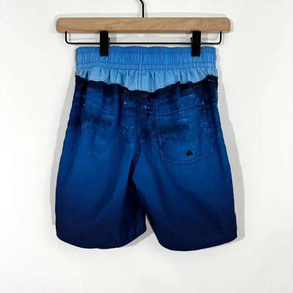 Old Navy Boy’s Size Medium 8 Blue Shark Graphic Printed Swim Board Shorts